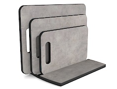 Комплект набір обробних дощок з підставкою для нарізання продуктів, 3 шт, Бетон Чикаго світло сірий