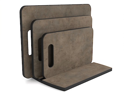 Комплект обробних дощок для нарізки продуктів 3 шт з підставкою, з компакт-плити Бетон Чикаго темно-сірий