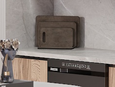 Комплект набор разделочных досок с подставкой для нарезки продуктов, Бетон Чикаго темно-серый