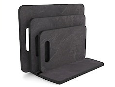 Комплект набор разделочных досок с подставкой для нарезки продуктов,3 шт, Сланец Юрский антрацит