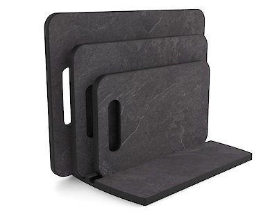 Комплект обробних дощок для нарізки продуктів 3 шт з підставкою, з компакт-плити Сланець Юрський антрацит