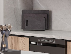 Комплект набор разделочных досок с подставкой для нарезки продуктов,Сланец Юрский антрацит