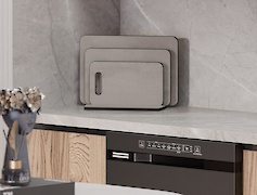 Комплект набір обробних дощок з підставкою для нарізання продуктів,  Хромікс срібло