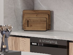 Комплект набір обробних дощок з підставкою для нарізання продуктів,  Дуб Галіфакс тютюн