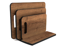 Комплект обробних дощок для нарізки продуктів 3 шт з підставкою, з компакт-плити Дуб Галіфакс тютюн