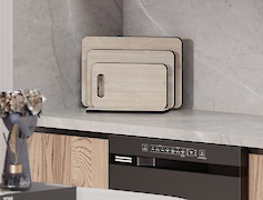 набор разделочных досок с подставкой для нарезки продуктов,3 шт, Дуб Уайт-Ривер песочно-бежевый