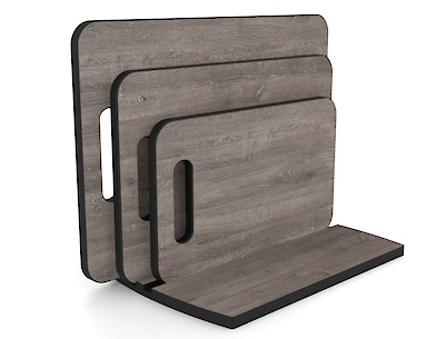 Комплект обробних дощок для нарізки продуктів 3 шт з підставкою, з компакт-плити Дуб Уайт-Рівер сіро-коричневий