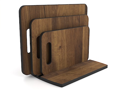 Комплект обробних дощок для нарізки продуктів 3 шт з підставкою, з компакт-плити Дуб Хантон темний