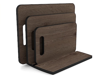 Комплект обробних дощок для нарізки продуктів 3 шт з підставкою, з компакт-плити Дуб Давос трюфель