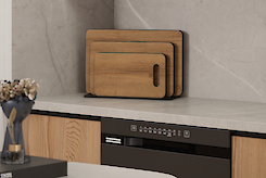 Комплект обробних дощок з підставкою для нарізання продуктів, 3 шт, Дуб Небраска натуральний