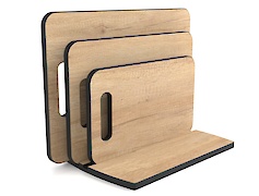 Комплект набір обробних дощок з підставкою для нарізання продуктів, 3 шт, Дуб Небраска натуральний