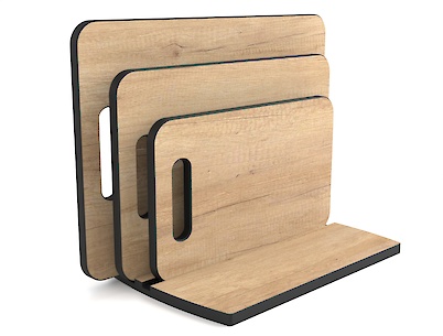 Комплект обробних дощок для нарізки продуктів 3 шт з підставкою, з компакт-плити Дуб Небраска натуральний