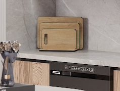 набір обробних дощок з підставкою для нарізання продуктів, 3 шт, Дуб Небраска натуральний