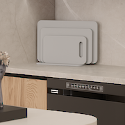 Комплект набір обробних дощок з підставкою для нарізання продуктів, 3 шт, Світло-сірий