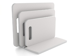 Комплект набір обробних дощок з підставкою для нарізання продуктів, 3 шт, Світло-сірий суцільний