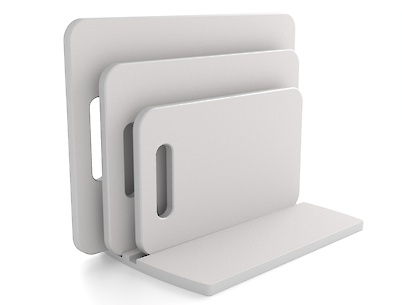 Комплект обробних дощок для нарізки продуктів 3 шт з підставкою, з компакт-плити Світло-сірий суцільний