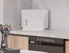 Комплект набір обробних дощок з підставкою для нарізання продуктів,  Світло-сірий суцільний