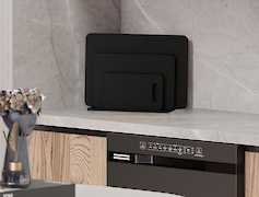 набір обробних дощок з підставкою для нарізання продуктів, 3 шт, чорний