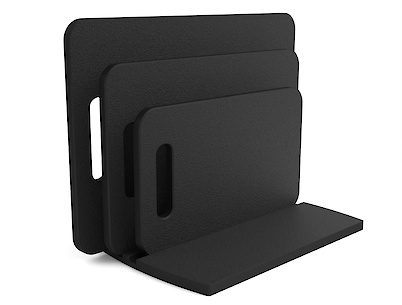 Комплект обробних дощок для нарізки продуктів 3 шт з підставкою, з компакт-плити чорний