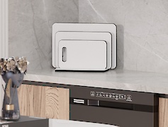 набір обробних дощок з підставкою для нарізання продуктів, білий преміум