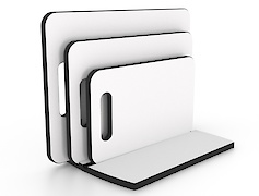 Комплект набір обробних дощок з підставкою для нарізання продуктів, 3 шт, білий преміум