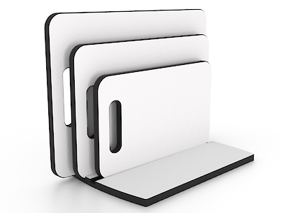 Комплект обробних дощок для нарізки продуктів 3 шт з підставкою, з компакт-плити білий преміум