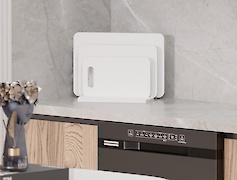 Комплект набор разделочных досок с подставкой для нарезки продуктов, Белый Альпийский сплошной с шероховатой матовой текстурой