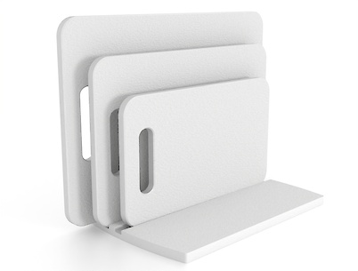 Комплект обробних дощок для нарізки продуктів 3 шт з підставкою, з компакт-плити Білий Альпійский суцільний з шорсткуватою матовою текстурою