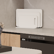 Комплект набор разделочных досок с подставкой для нарезки продуктов,Белый Альпийский сплошной с матовой текстурой