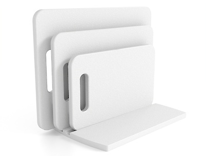 Комплект обробних дощок для нарізки продуктів 3 шт з підставкою, з компакт-плити Білий Альпійський з матовою текстурою