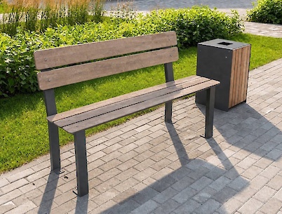 Каркас скамьи со спинкой металлический, 1500мм, графит