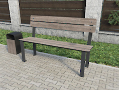 Лава зі спинкою металевий, 1500мм, графіт