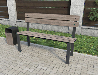 Каркас скамьи со спинкой металлический, 1500мм, графит