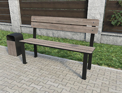 Каркас скамьи со спинкой металлический, 1500мм, черный