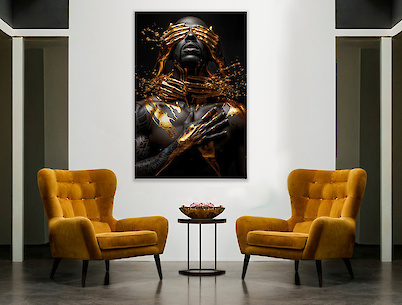 Картина ''Чоловік з безліччю рук'' з ультрафіолетовим друком і поталлю на ДСП