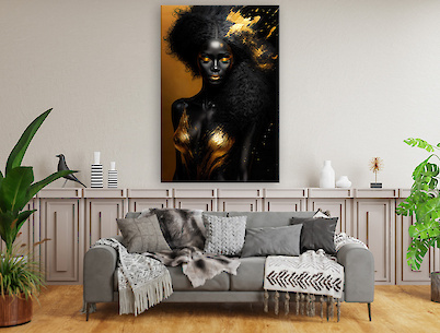 Картина ''Дівчина в сукні'' з ультрафіолетовим друком і поталлю на ДСП