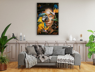 Картина ''Дівчина з папугою'' з ультрафіолетовим друком на ДСП