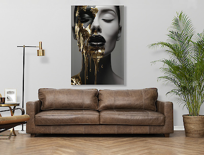 Картина ''Портрет золото'' з ультрафіолетовим друком і поталлю на ДСП