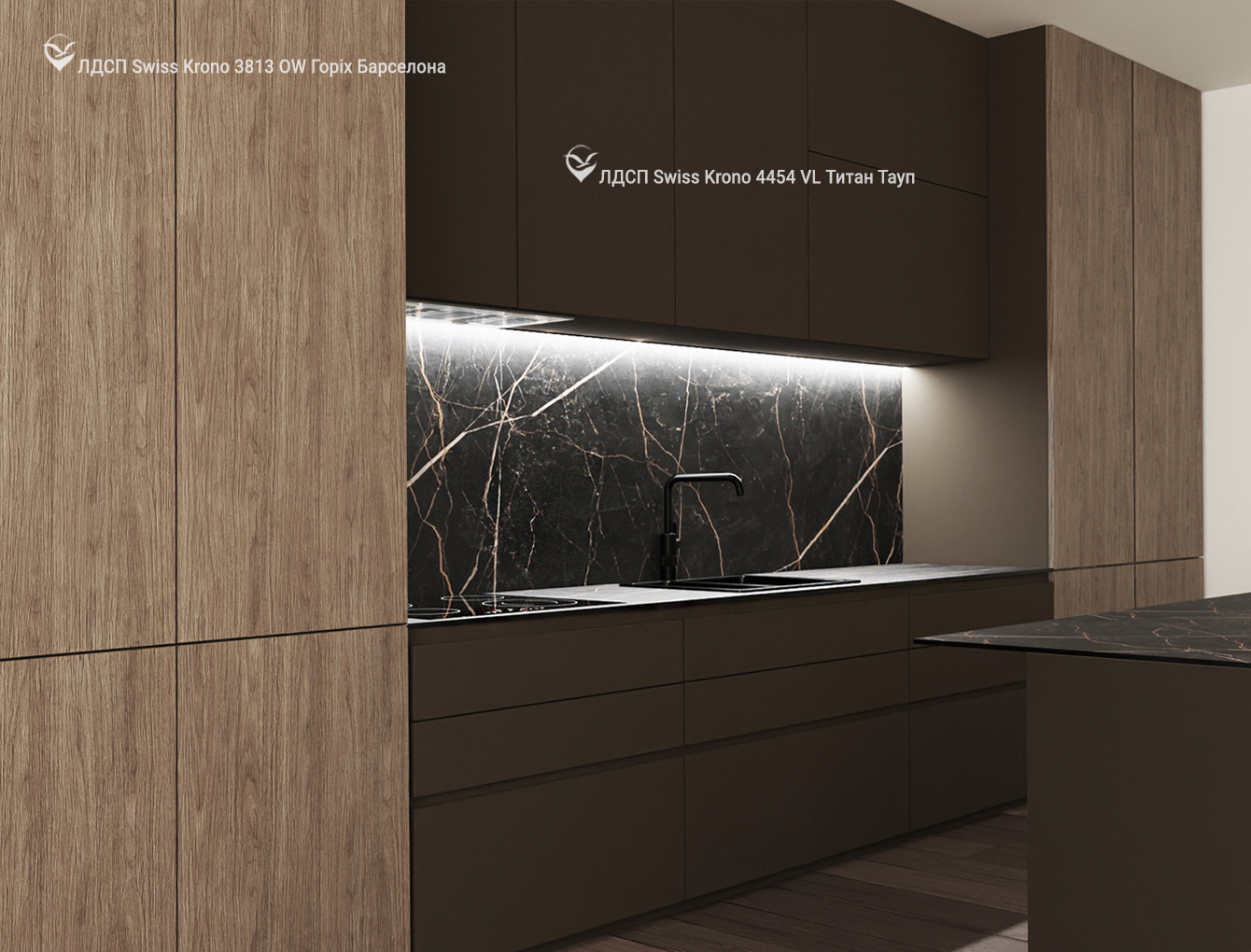 фасади  Swiss Krono 18 мм 3813 OW Горіх Барселона