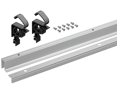 Комплект профілів для системи складаних (розсувних) дверей Hettich WingLine L (ходовий + направляючий профіль) з отворами, 1200 мм, сріблястий, анодований