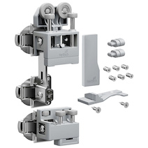 Комплект фурнітури для системи складних (розсувних) дверей Hettich WingLine L з нижньою направляючою, ліва, 25 кг, без функції самозакривання, сірий