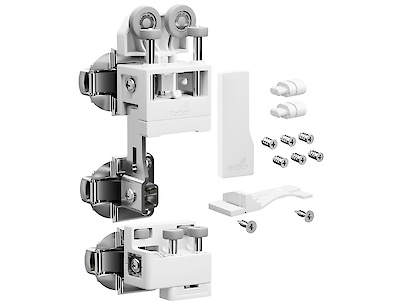 Комплект фурнітури для системи складних (розсувних) дверей Hettich WingLine L з нижньою направляючою, ліва, 25 кг, з функцією самозакривання, білий