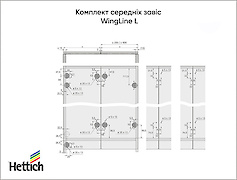 Комплект петель быстрого монтажа Hettich WingLine L без регулировкой, антрацит, 2 шт.