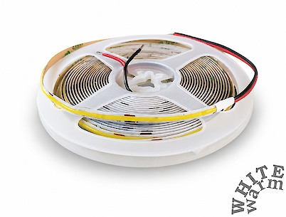 Світлодіодна стрічка (неізольована), COB 480L, 10W/м, 24V, 5мм, теплий білий (3000 K)