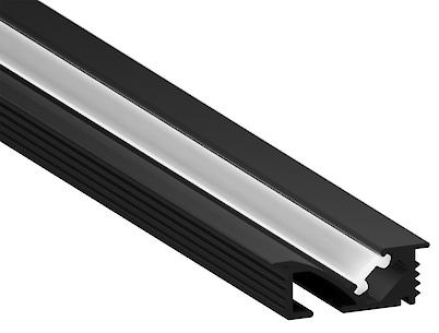 Алюминиевый профиль под LED-ленту, АЛ-141, с рассеивателем, врезной, L=2м, черный
