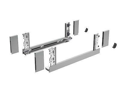 Комплект боковин ящика Hettich Inlay AvanTech YOU, ліва та права, висота 187мм, довжина 400мм, срібло