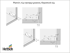 Магніт Hettich, під прикручування, Короткий хід, антрацит
