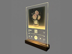 Музыкальный постер – фото А4 на стекле с подсветкой и деревянной подставкой