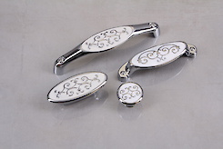 Меблева ручка Falso Stile РК-188 хром глянсовий з білою емаллю