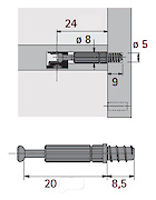 Дюбель быстрого монтажа Rapid S DU 333 Hettich, 20 mm